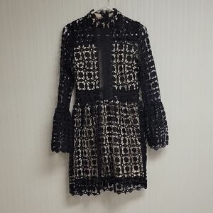 Eilly Bazar Black Lace Dress Beige Lining Medium New whimsigoth goth